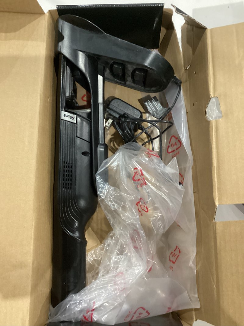 Condition photo showing As Is for shark wv201 wandvac handheld vacuum, lightweight at 1.4 pounds with powerful suction, charging dock, single touch empty and detachable dust cup,graphite, slate