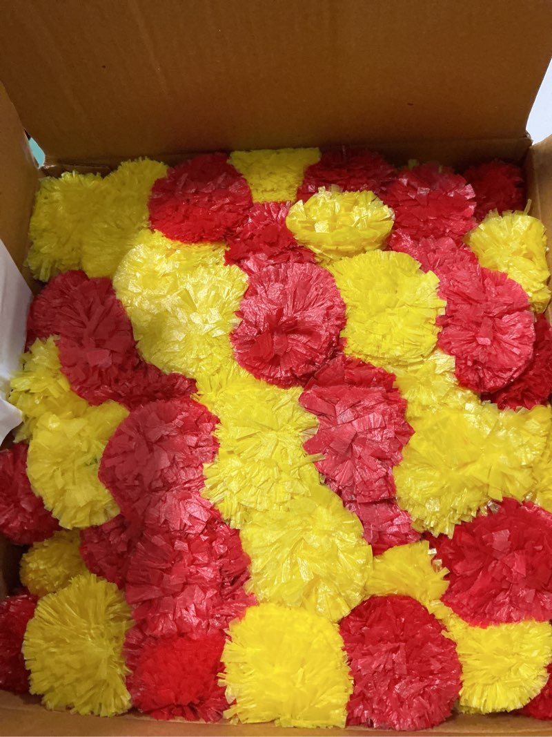 Condition photo showing Good Condition for marubhumi 5-pc artificial marigold flower garland – 4.5 feet long strands with bells | yellow & red | diwali, wedding, home & christmas décor yellow/red