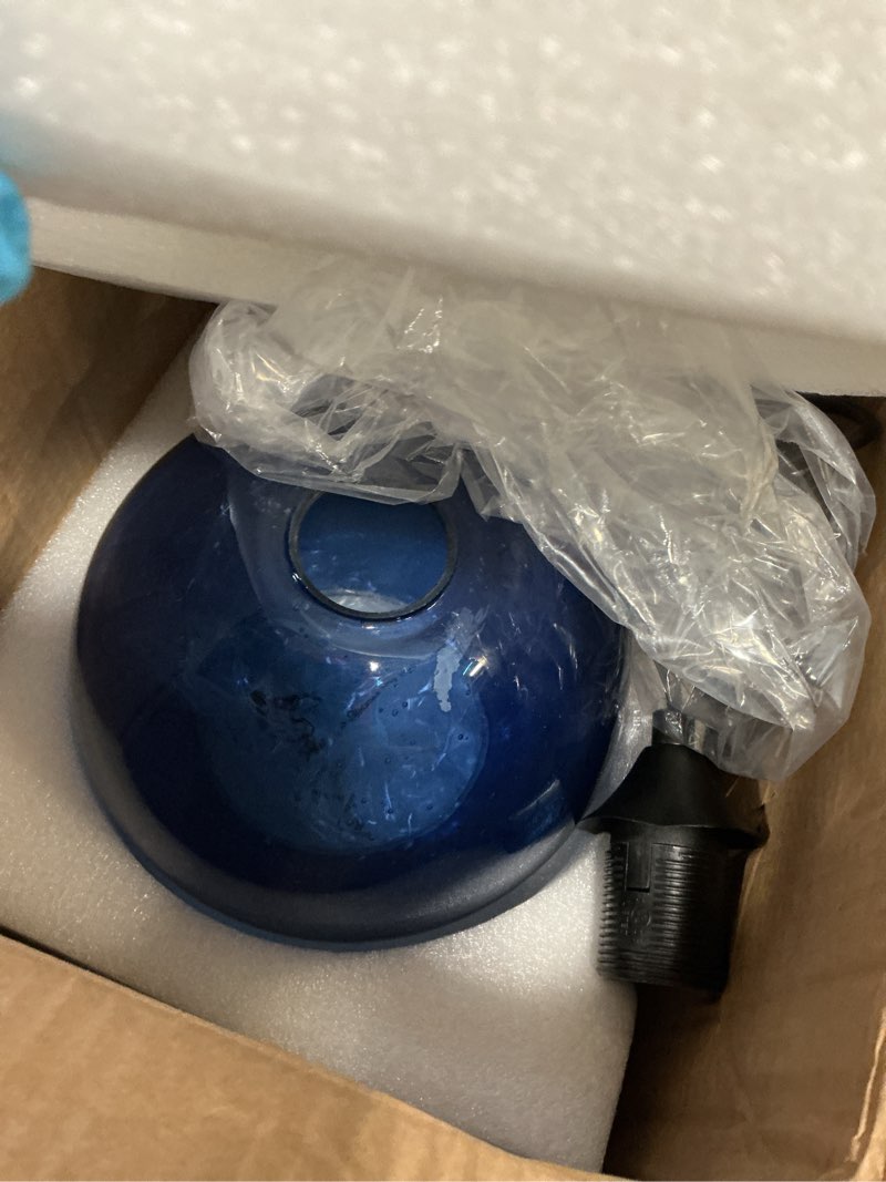 Condition photo showing Good Condition for Blue Glass Pendant Lights Kitchen Island Modern Globe Hand Blown Glass Ceiling Hanging Lights fixtures for Living Dining Room Bedroom (7.8in)