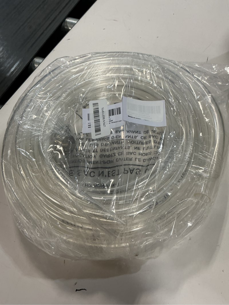 Condition photo showing New/Like New for davco 5/8" id - 25 ft clear vinyl tubing, low pressure flexible pvc tube, heavy duty uv chemical resistant lightweight plastic vinyl hose, bpa free and non toxic, with 2 stainless clamps 5/8"id 25 feet