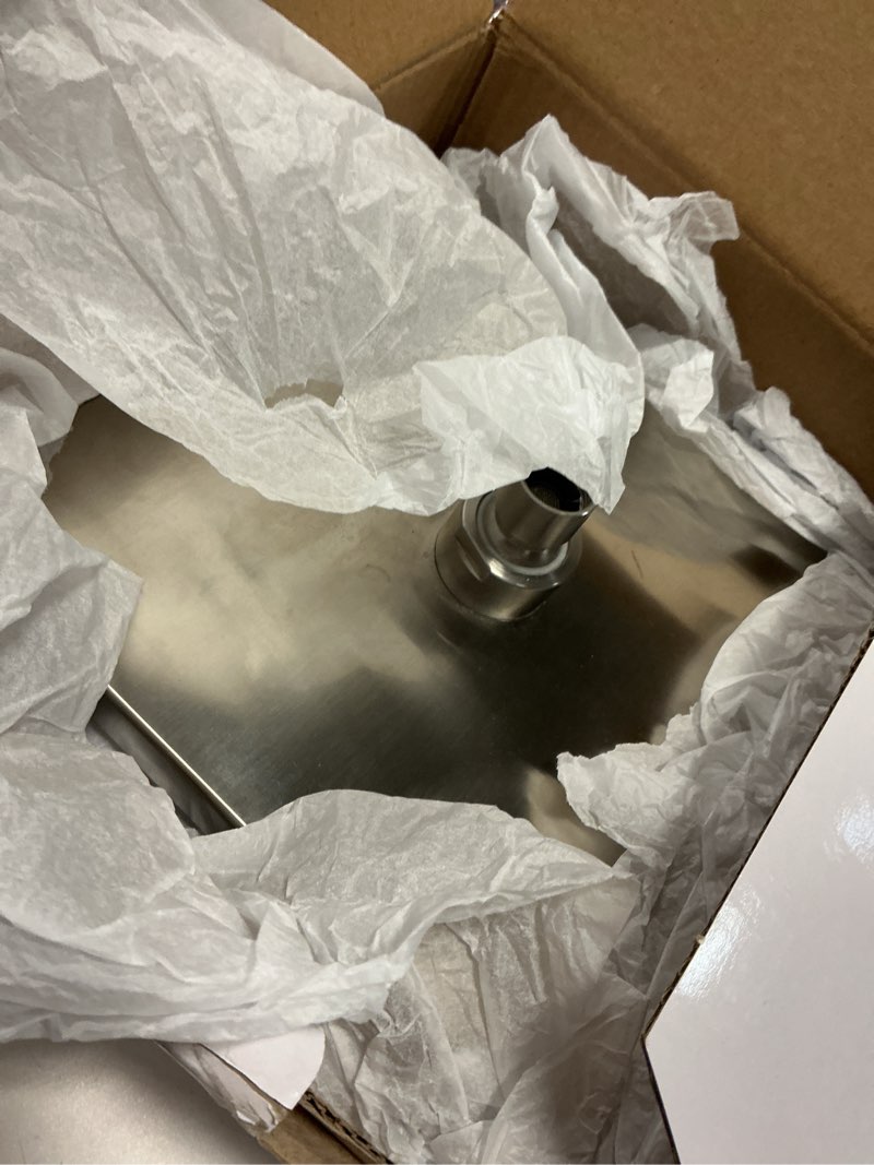 Condition photo showing As Is for delta faucet single-spray touch-clean rain shower head, stainless rp50841ss 2.5 gpm water flow stainless