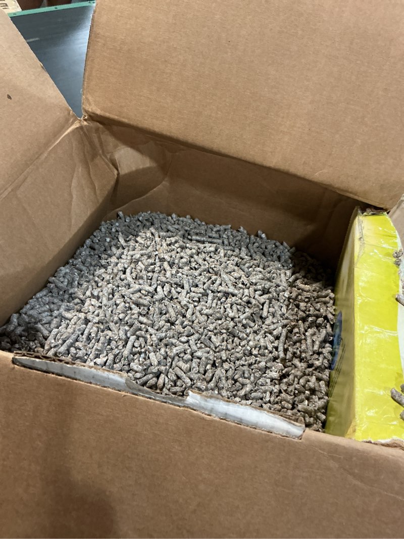 Condition photo showing As Is for small pet select recycled pelleted paper cat litter, kitty litter, non clumping pellets for cats, for use with litter box, non tracking, low dust, made in usa, 20lb