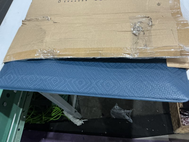 Condition photo showing Good Condition for ophanie kitchen mats for floor, 3/4 inch thick kitchen rugs, 20'' x 48'' anti fatigue standing cushioned mat, waterproof,comfort ergonomic mat for office, home, sink, blue non-slip bottom blue 48"l x 20"w x 0.8"th