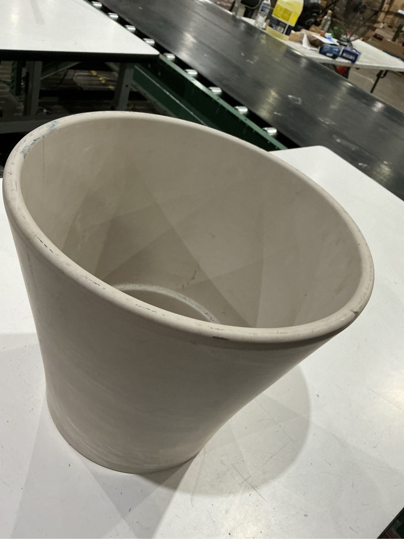 Condition photo showing As Is for cone 10.94-in w x 12.5-in l x 10.94-in h granite terracotta indoor/outdoor planter