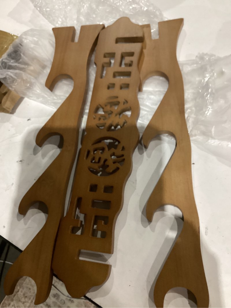 Condition photo showing Good Condition for Brown - 4 Layer Bamboo Flute Display Stand Flute Stand Musical Instrument display Rack Xiao Bawu Display Stand Sword Stand Samurai Sword Stand Bamboo Seat Nanzhu Rack