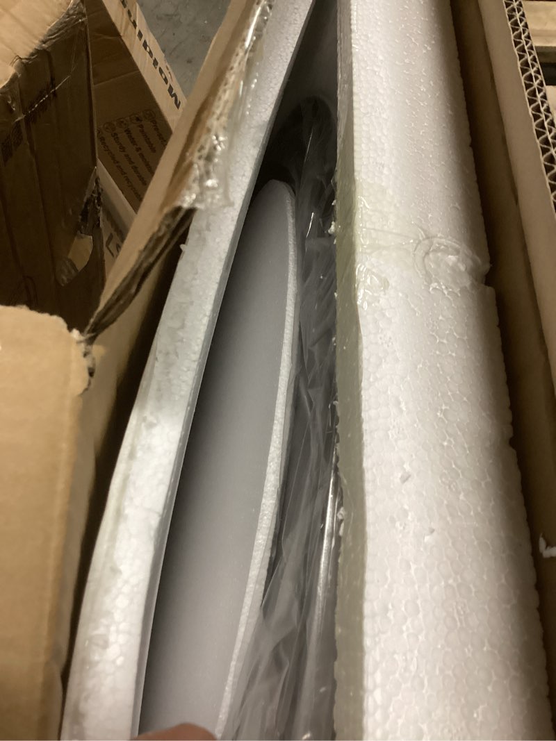 Condition photo showing Good Condition for HBCY Creations Medium Round Mirror, Silver 30 inch Wall Mirror for Entryway, Bathroom, Living Room and More, Modern Minimalist Mirror for Both Rustic and Boho Design and Decor Silver 30"L x 30"W