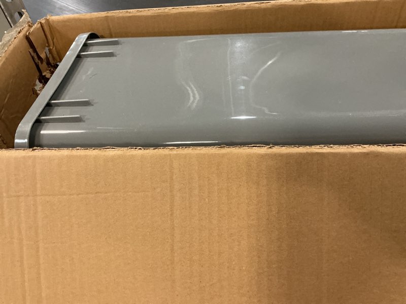 Condition photo showing Good Condition for single pull-out trash can, 35qt under-cabinet kitchen bin, metal frame, grey, fits above 14” opening cabinets 9-*21