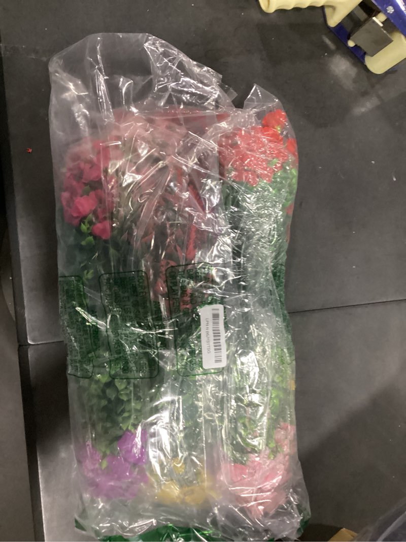 Condition photo showing Good Condition for shareconn 24 bundles artificial flowers for outdoors decoration, faux plants fake silk colorful daisy eucalyptus lavender, uv resistant for outside home porch patio indoor spring decor, mix 5 colors 24 redrosypurpleyellowpink