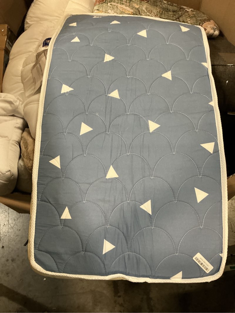 Condition photo showing Good Condition for baby bassinet mattress 47x 23.6 inches- firm support and comfort premium foam,noiseless and odorless,hypoallergenic small crib mattress, fits moses basket, dual sided with soft breathable fabric blue 47x23.6x1.5