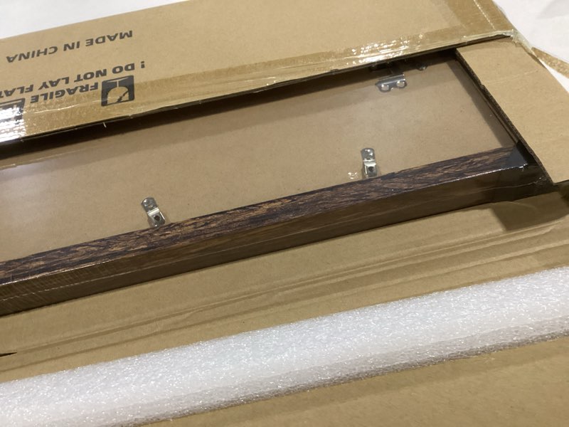 Condition photo showing Good Condition for 8x24 Picture Frame 2 Pack, Rustic Brown Wood Frame with Tempered Glass, Display Pictures Multiple Five 4x6 With Mat or 8 x 24 Without Mat - Horizontal or Vertical Wall Mounting 8x24 in matted to 5-4x6 Rustic Brown