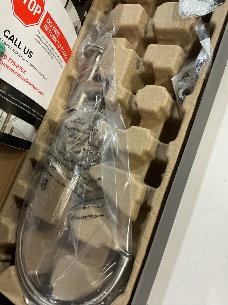 Condition photo showing As Is for kraus oletto single handle drinking water filter faucet for water filtration system in spot-free stainless steel, ff-103sfs filter faucet spot free stainless steel