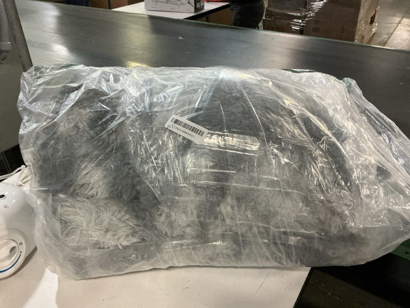 Condition photo showing Good Condition for Large Shag Area Rugs 6 x 9, Tie-Dyed Plush Fuzzy Rug for Living Room, Ultra Soft Fluffy Furry Rugs for Bedroom, Indoor Carpet Nursery Rugs for Kids Room Home Decor, Light Grey Tie-dyed Light Grey 6 x 9 ft