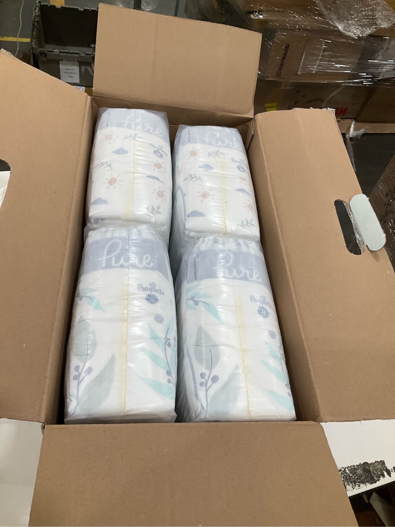 Condition photo showing New/Like New for pampers pure baby diapers, size 4 (22-37 lbs), 108, up to 100% leakproof, premium hypoallergenic soft diapers size 4 108