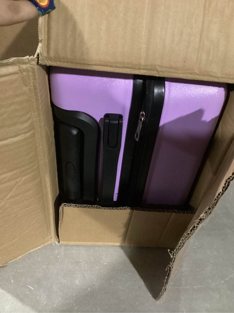 Condition photo showing Good Condition for Sanwuta 4 Pcs Kids Luggage Set Kids Backpack Travel Rolling Suitcase with Wheels U-shape Pillow Childrens Gift for Girls Boys(20 Inch,Mermaid Style,Purple) 20 Inch Mermaid Style Purple