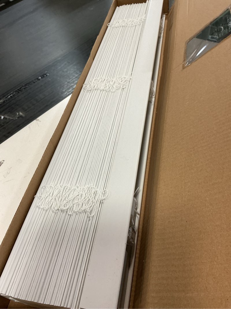 Condition photo showing Good Condition for  allen + roth trim at home 2-in slat width 35-in x 72-in cordless white faux wood room darkening