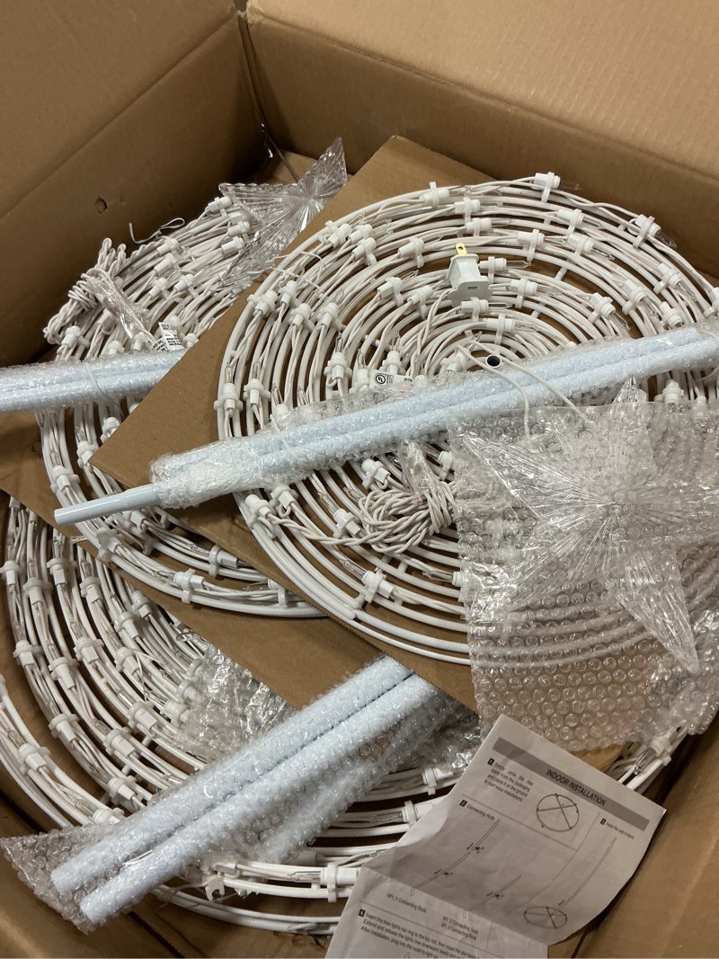 Condition photo showing Good Condition for Set of 3 Spiral Outdoor Lighted Christmas Tree, 3/4/6 Feet Christmas Lights with 7" Star Topper, UL Certification LED Collapsible Spiraling Tree Light Kit for Xmas Patio Wedding Decoration, Warm White