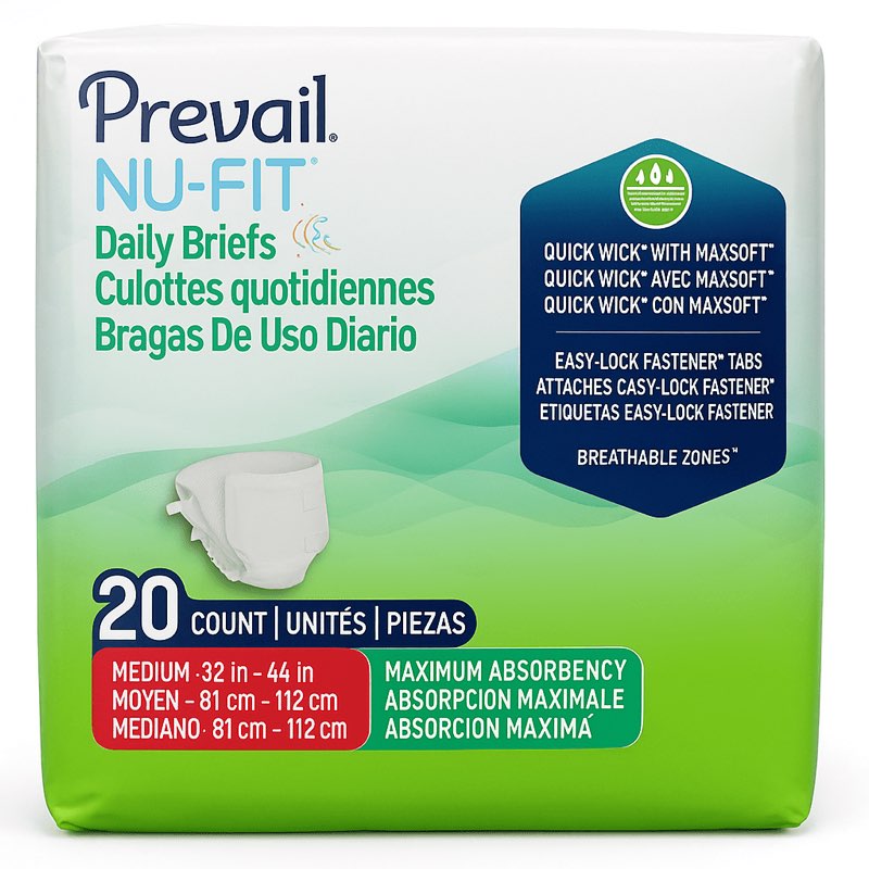 Prevail Nu-Fit Adult Diapers, Overnight Maximum Absorbency, Medium 20 count 
