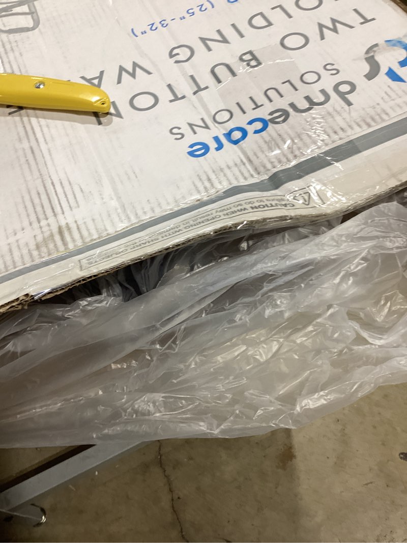 Condition photo showing New/Like New for dynarex junior two-button folding walker with wheels has tool-free adjustable height up to 32.5” & 300 pound weight capacity, silver, 1 junior two-button folding walker with wheels