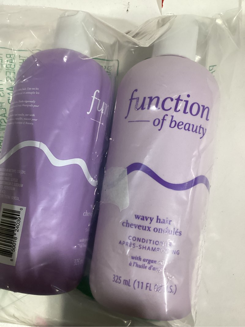Condition photo showing Good Condition for Function of Beauty Wavy Hair Shampoo & Conditioner Set, 22 oz Each - With Fermented Rice Water to Strengthen & Argan Oil to Enhance Glossiness & Natural Shine, Sulfate-Free, Customizable Haircare