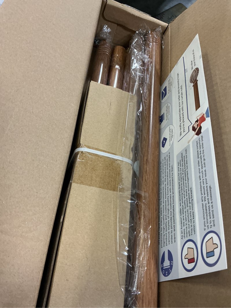 Condition photo showing Good Condition for Wood Boho Curtain Rods for Windows:Wooden Farmhouse Decorative Curtain Rod for Bedroom Living Room,Heavy Duty Adjustable Rustic Bamboo Drapery Rods with Imitation Wood Grain Finials,Brown 36-88" 36-88"(1 PACK) Wood Grain