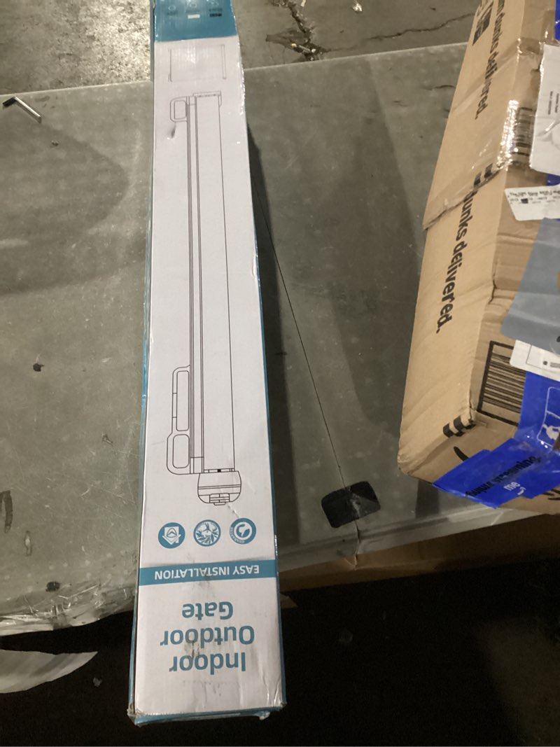 Condition photo showing Good Condition for Babepai Baby Gate for Stairs No Drill, Punch Free Retractable Baby Gates Extends to 72" Wide 34" Tall, Reractable Dog Gate for Doorways, Stair Gate for Outdoor, Indoor, Hallways, Deck, Porch B-white 34" Tall x 72" Wide-No Drilling