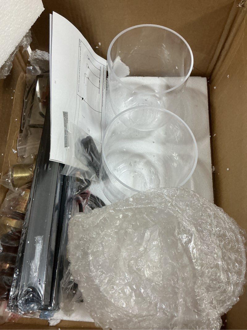 Condition photo showing Good Condition for zeyu 3-Light H-Type Track Lighting Pendants, Modern Track Lighting Fixtures, Hanging Track Lighting for Kitchen Island, Clear Glass Shade, Black and Gold Finish, ZG33TP-3 BK+BG Black and Gold 3 Pack with Rail