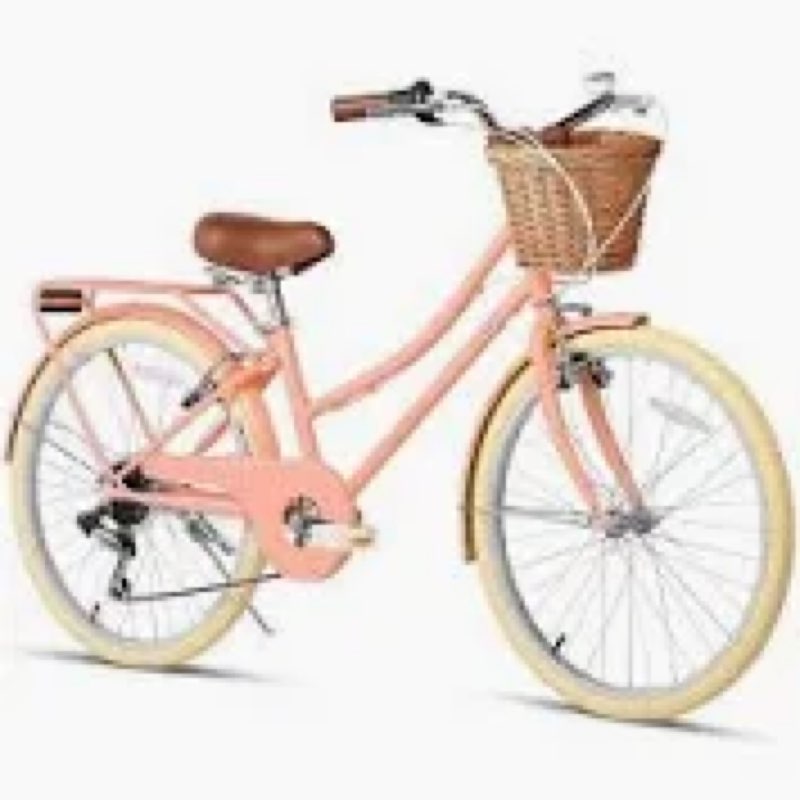vollsch 24 Inch Hybrid 6-Speed Beach Cruiser Bike for Girls Ages Over 8 Years Old Kids Bicycle with 