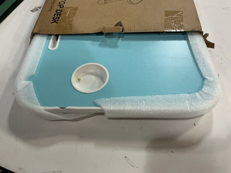 Condition photo showing Good Condition for Foldable Laptop Table, Portable Lap Desk Bed Table Tray, Laptop Stand with Cup Holder & Tablet Slot & Lifting Handle for Working Writing Drawing & Eating (Blue)