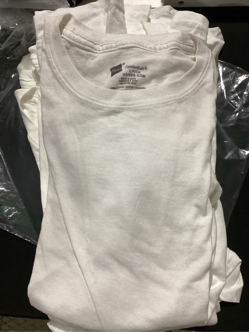 Condition photo showing Good Condition for hanes men's undershirt packs, stay-tucked soft cotton undershirts, best undershirts for men, white/black/asstd multipacks small white - 6 pack