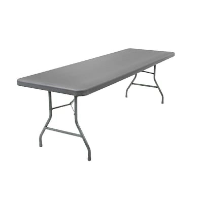cosco 2.6-ft x 8-ft indoor or outdoor rectangle resin gray folding banquet table 10 -person