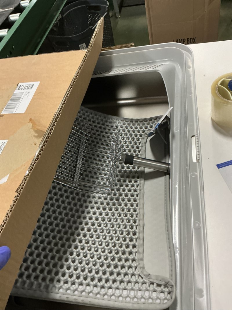 Condition photo showing As Is for Stainless Steel Litter Box | XL Enclosed Cat Litter Boxs with Lid for Big Cats | High Sided, Anti-Urine Leakage | Non-Stick Bottom & Includes Litter Mat & Metal Scoop X-Large Silver Gray