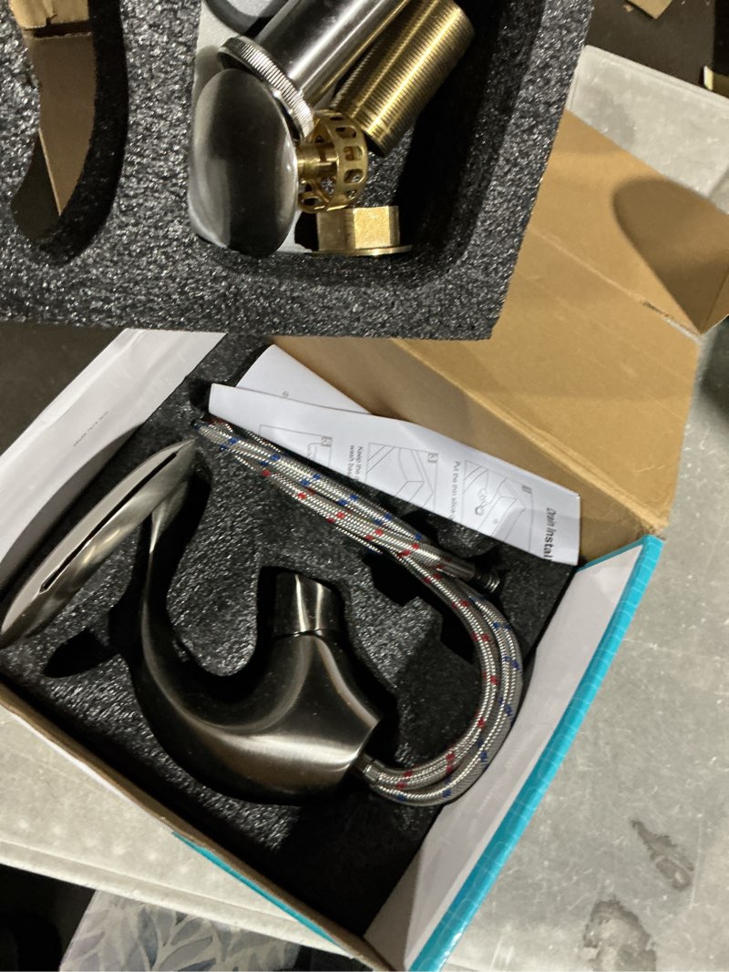 Condition photo showing Good Condition for Elegant Alien Brushed Nickel Bathroom Sink Faucet Single Hole,AUU Waterfall Vanity Sink Faucet Solid Brass,Single Handle Basin Tap with Pop Up Drian&Deck Plate