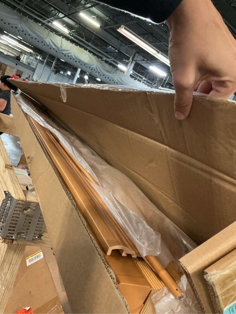 Condition photo showing New/Like New for chestnut cordless premium faux wood blinds with 2.5 in. slats - 27 in. w x 64 in. l (actual size 26.5 in. w x 64 in. l)