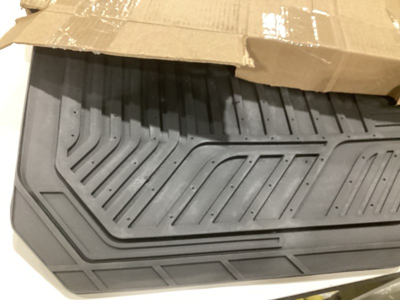 Condition photo showing As Is for fh group automotive floor mats solid climaproof for all weather protection universal fit trimmable heavy duty fits most cars, suvs, and trucks, 3pc full set black black full set 3 pcs
