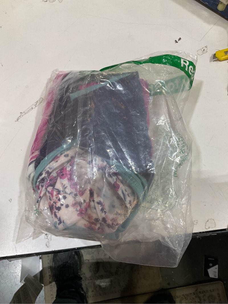 Condition photo showing As Is for hanes girls' cotton stretch underwear 6 purple, blue, pink, floral print, stripe print, dot print