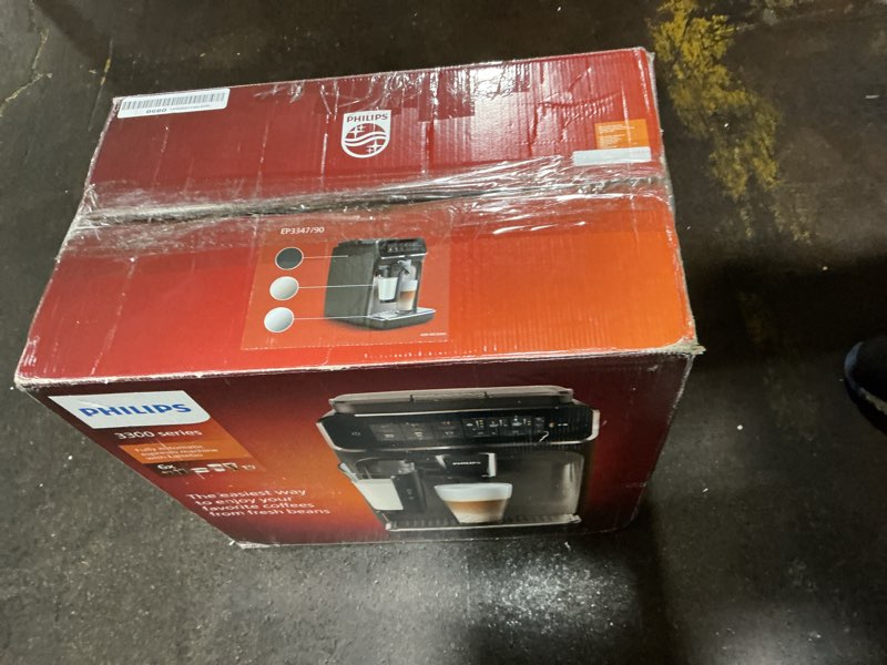 Condition photo showing As Is for used philips - series 3300 espresso machine with milk frother - glossy black