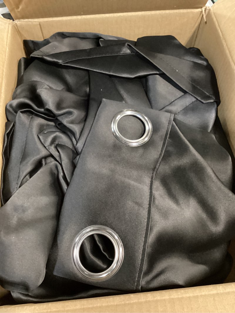 Condition photo showing Good Condition for koufall black curtains for bedroom 63 inch length x 72 inches wide,room darkening black out curtain 72x63 inches long 72"w x 63"l (pack of 2) black
