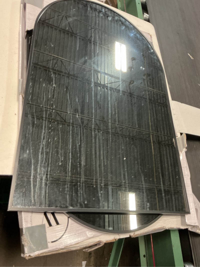 Condition photo showing Good Condition for vanity bathroom mirror for wall, 2 pack 30\"x20\" arched bathroom mirror for over sink, arched metal frame for bedroom, living room, entryway, hanging or leaning, black black 30\"x20\"-2pcs