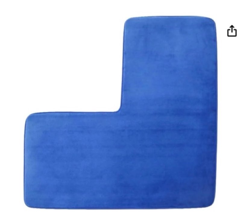 bathroom l-shaped floor mat water absorbent soft bath rug non slip corner shower mat washable rug carpet square shower(blue) 56x56”