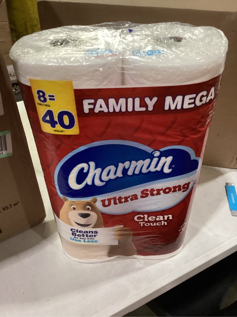 Bathroom tissue charmin mega 3 8packs. 24 rolls