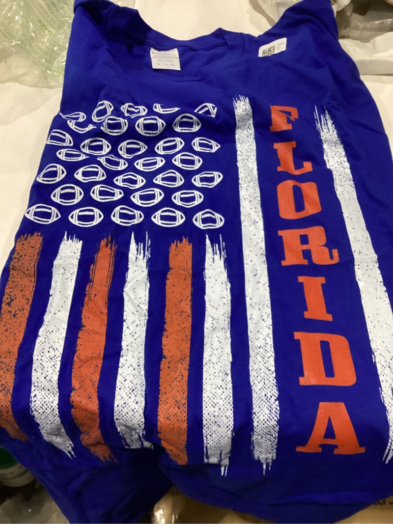 Condition photo showing New/Like New for Similar to stock photo blue US States Florida Football Flag Pride T-Shirt xl