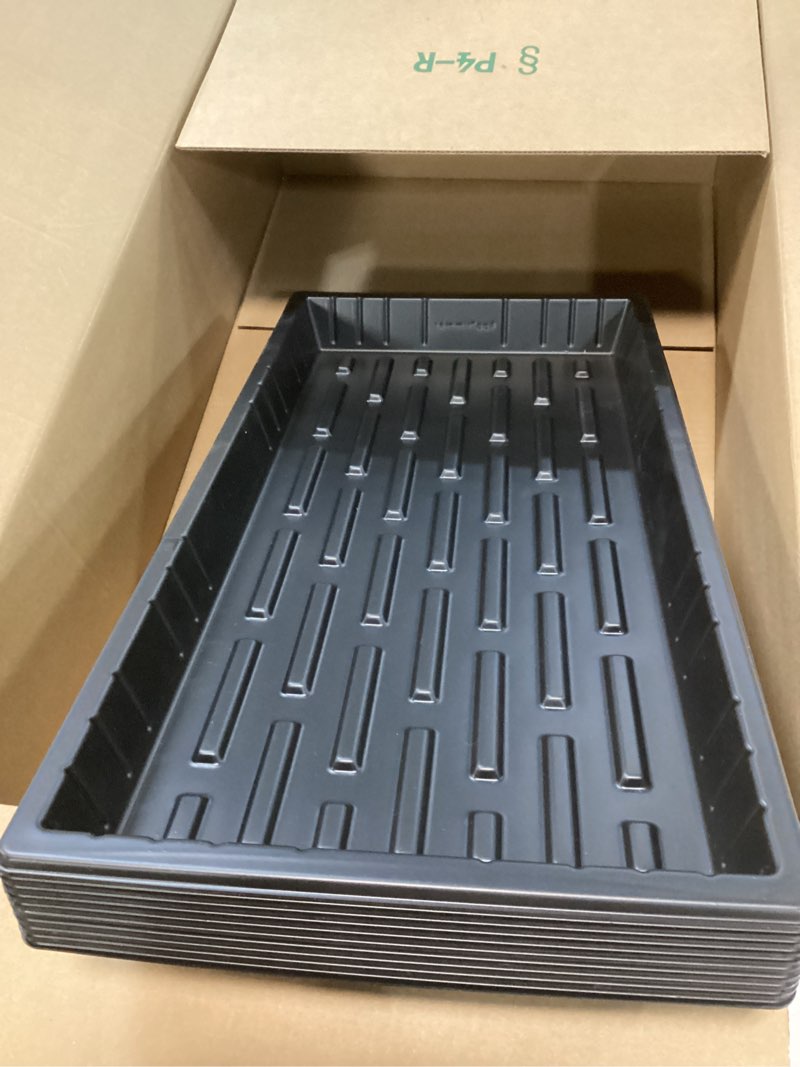 Condition photo showing Good Condition for 10 Plant Growing Trays (No Drain Holes) - 20" x 10" - Perfect Garden Seed Starter Grow Trays: for Seedlings, Indoor Gardening, Growing Microgreens, Wheatgrass & More - Soil or Hydroponic Black No drain holes