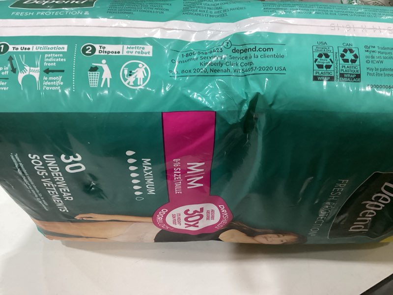 Condition photo showing Good Condition for Depend Fresh Protection Adult Diapers, Incontinence & Postpartum Bladder Leak Underwear for Women, Disposable, Maximum, Medium, Blush, 30 Count, Packaging May Vary Medium 30