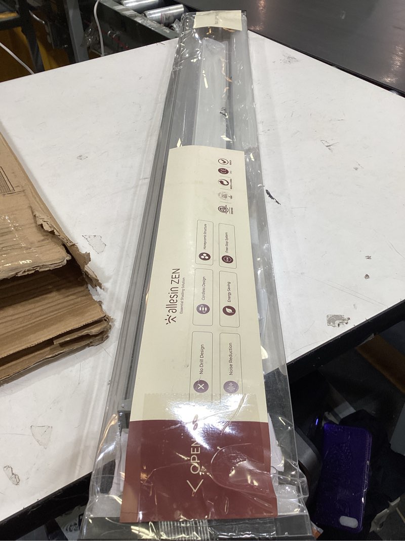 Condition photo showing Good Condition for allesin zen no drill blinds for windows blackout cordless cellular shades honeycomb blinds pull down, free stop easy install for home and office, blackout, light gray, 22" w x 48" h light gray-100% blackout 22"w x 48"h
