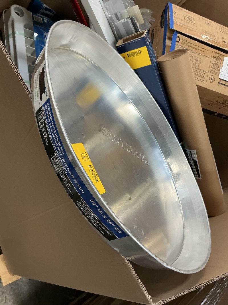 Condition photo showing As Is for EASTMAN 60086 Water Heater Aluminum Drain Pan, 22" x 24", Silver