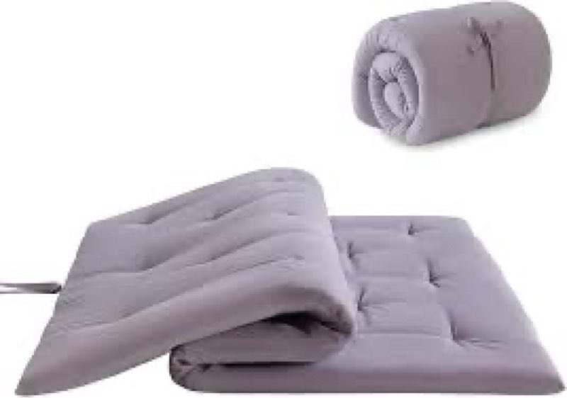 Japanese Floor Futon Mattress Full Size 54"x 80", 2.5'' Thick Foldable Roll Up Floor Bed Sleeping Pad, 25D Foam Filled Tatami Mat with Straps for Guest Room, Dormitory & Camping, Black Black Full(54"*80")