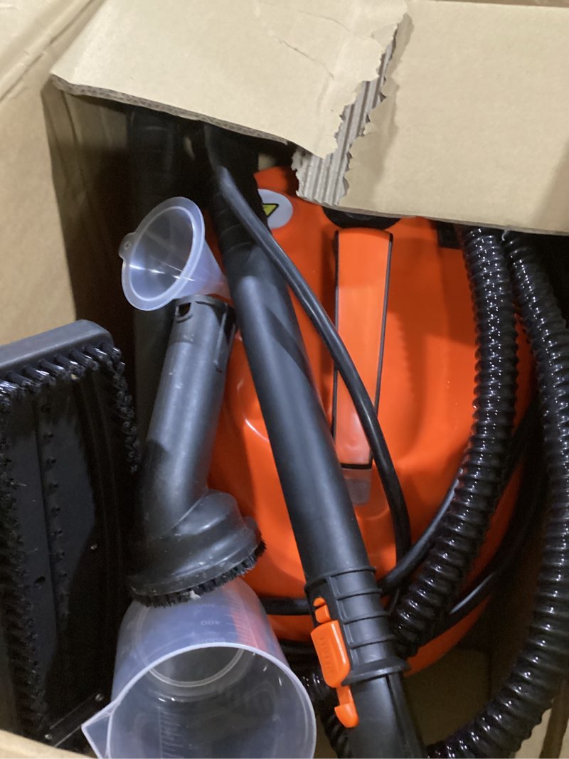 Condition photo showing Good Condition for Dyna-Living Steam Cleaner 1800W Multipurpose Steam Cleaner for Home 5 bar Steamer Cleaner for Car Detailing 320°F High Temperature High Pressure Steamer for Carpets Floor with 2.1 L Inner Water Tank Orange