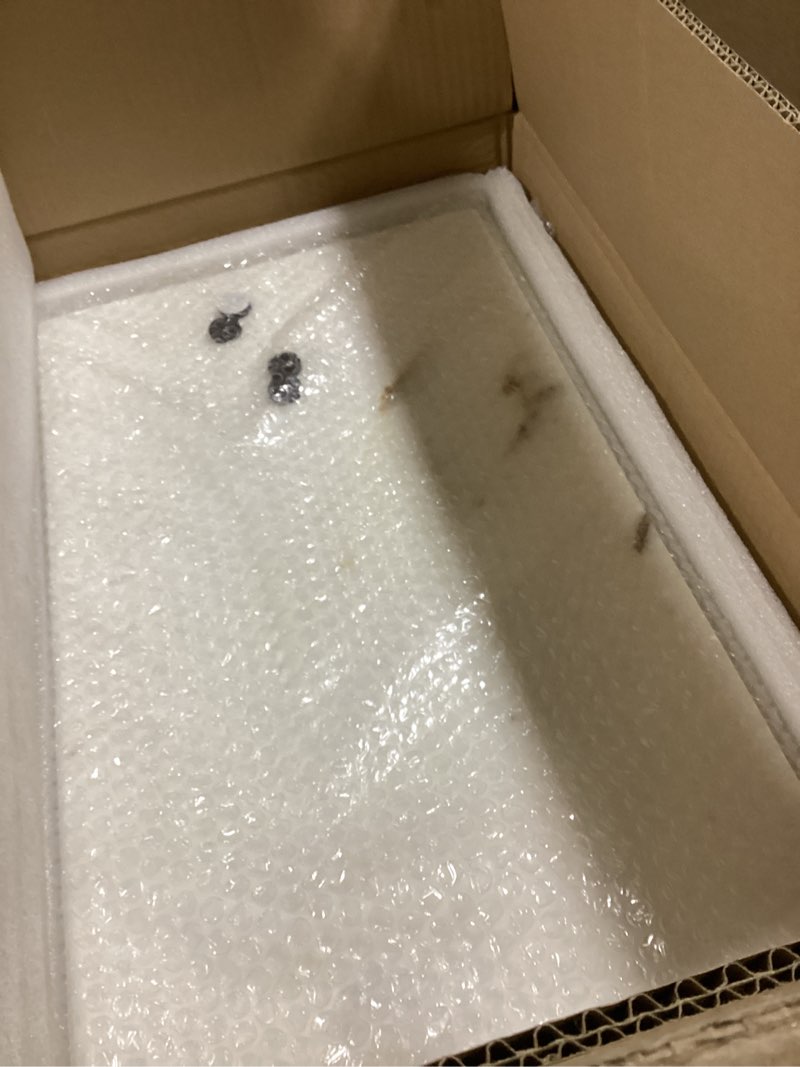 Condition photo showing Good Condition for White Marble Cutting Board, Marble Slab Pastry Board With Non-Slip Feets For Baking, Cheese, Charcuterie, Chocolate, 12x20 Inch, Pack Of 1 Piece 20"L x 12"W White with Gold Veining