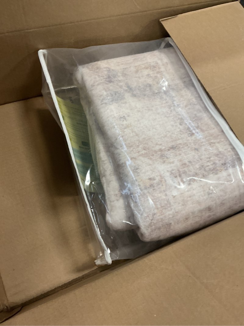 Condition photo showing Good Condition for Modern Pink and Grey 5x7 Area Rugs for Bedroom - Abstract Living Room Rug, for Dining Room Under Table, Washable, Non Slip & Soft, Medallion Distressed Print Pattern 5' x 7' (Rectangular) Ash Blush