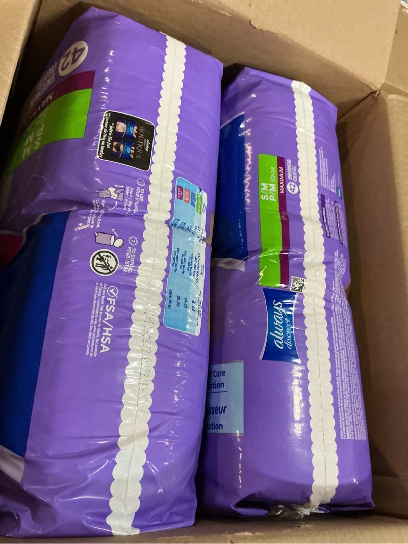 Condition photo showing New/Like New for always discreet adult incontinence underwear for women and postpartum underwear, s/m, up to 100% bladder leak protection, 84 count (packaging may vary)
